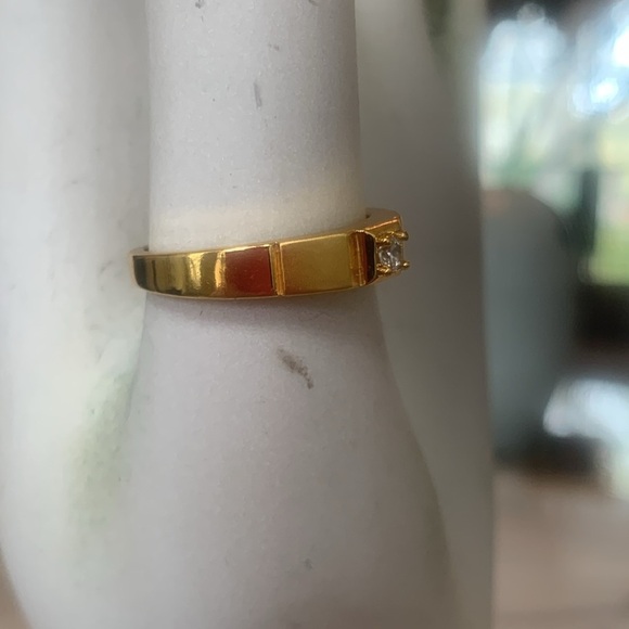 NEW HIGH END Gold Plated Faux Diamond Solitaire Ring Size 10 {#12} Wedding - Picture 4 of 7